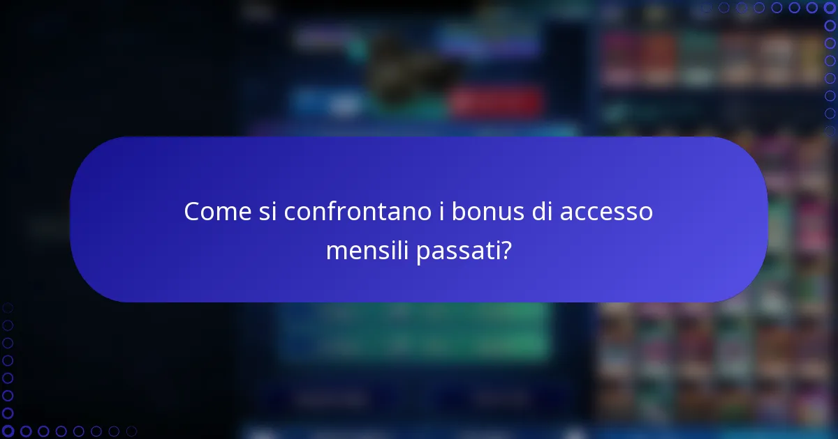 Come si confrontano i bonus di accesso mensili passati?