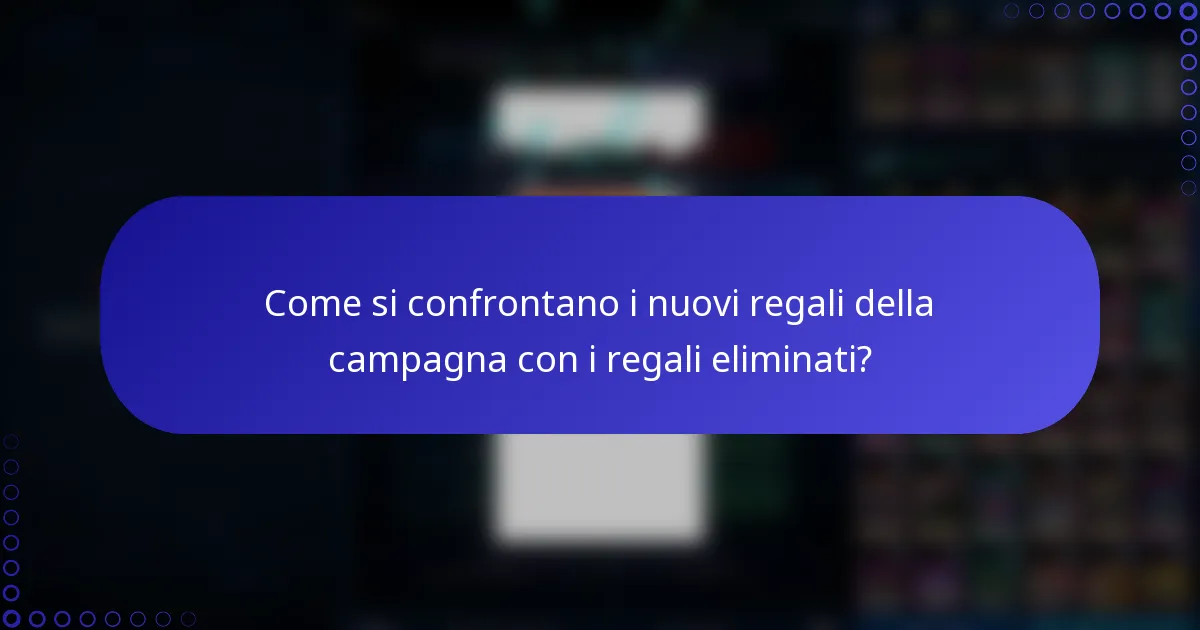 Come si confrontano i nuovi regali della campagna con i regali eliminati?