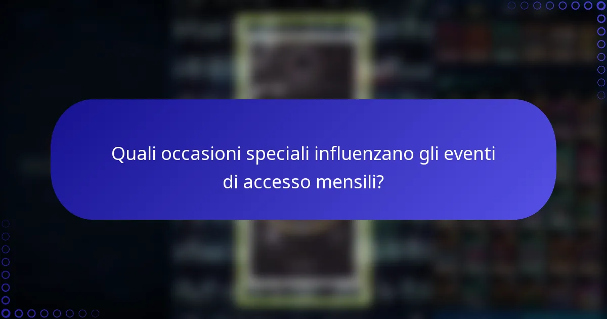 Quali occasioni speciali influenzano gli eventi di accesso mensili?