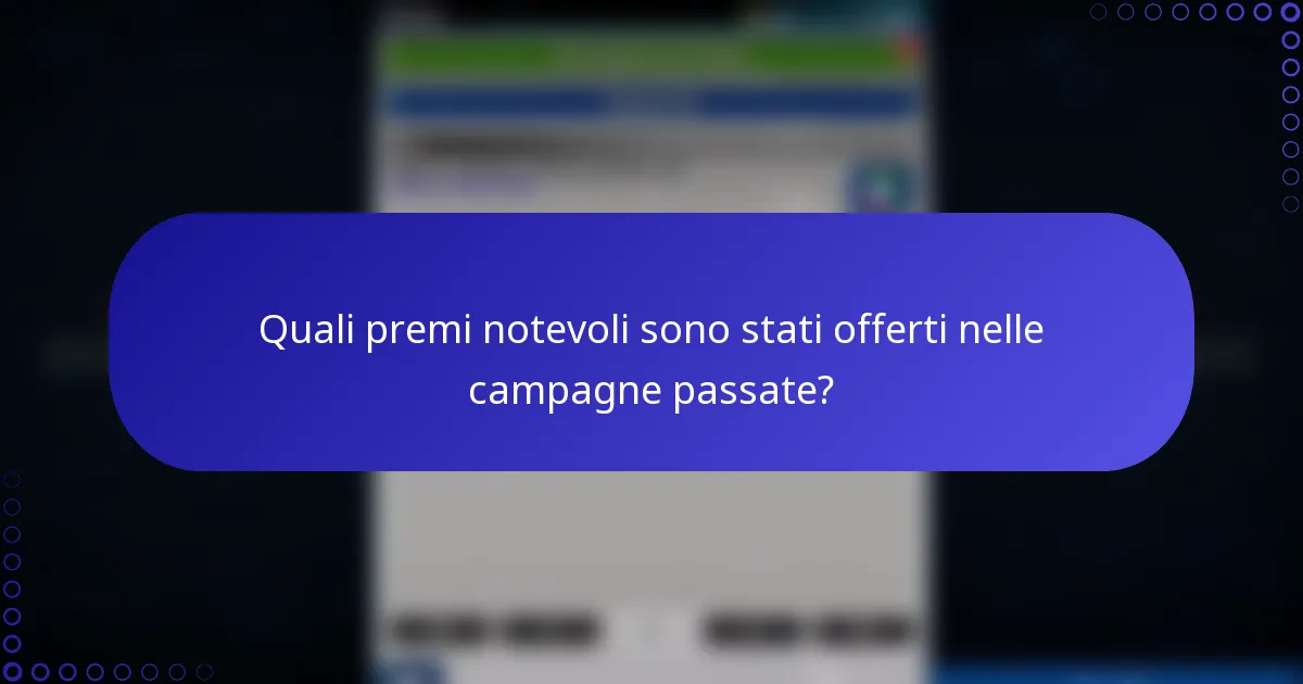 Quali premi notevoli sono stati offerti nelle campagne passate?