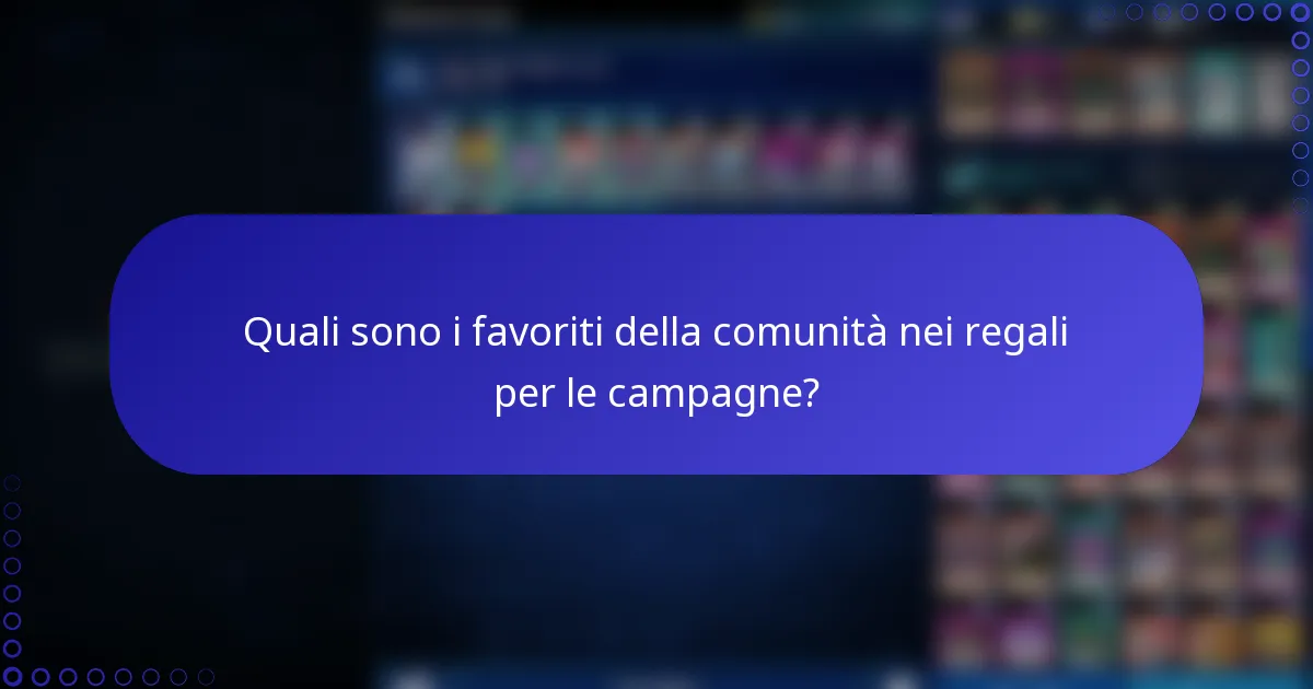Quali sono i favoriti della comunità nei regali per le campagne?