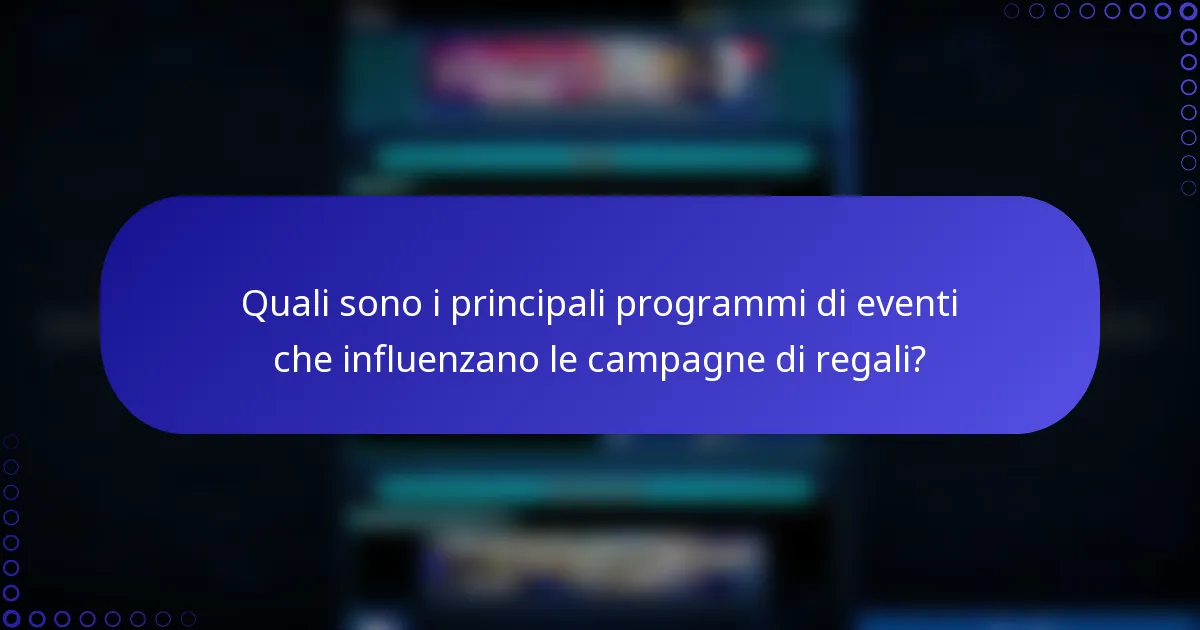 Quali sono i principali programmi di eventi che influenzano le campagne di regali?